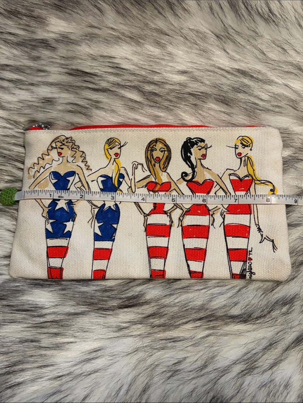 Brighton Patriotic Stripe Cosmetic Pouch - White Red Blue - Picture 5 of 9
